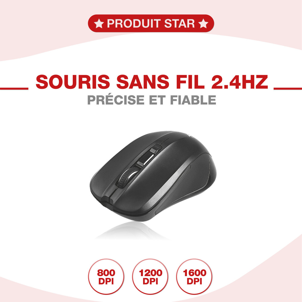 Clavier et Souris Sans Fil, Souris Clavier Combo 2.4GHZ Batterie