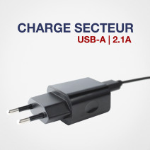 CHARGEUR SECTEUR, 1 USB-A, 2.1A, NOIR