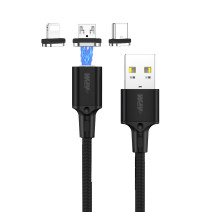 CABLE MAGNÉTIQUE 3 EN 1, LIGHTNING / TYPE-C / MICRO USB, 1M