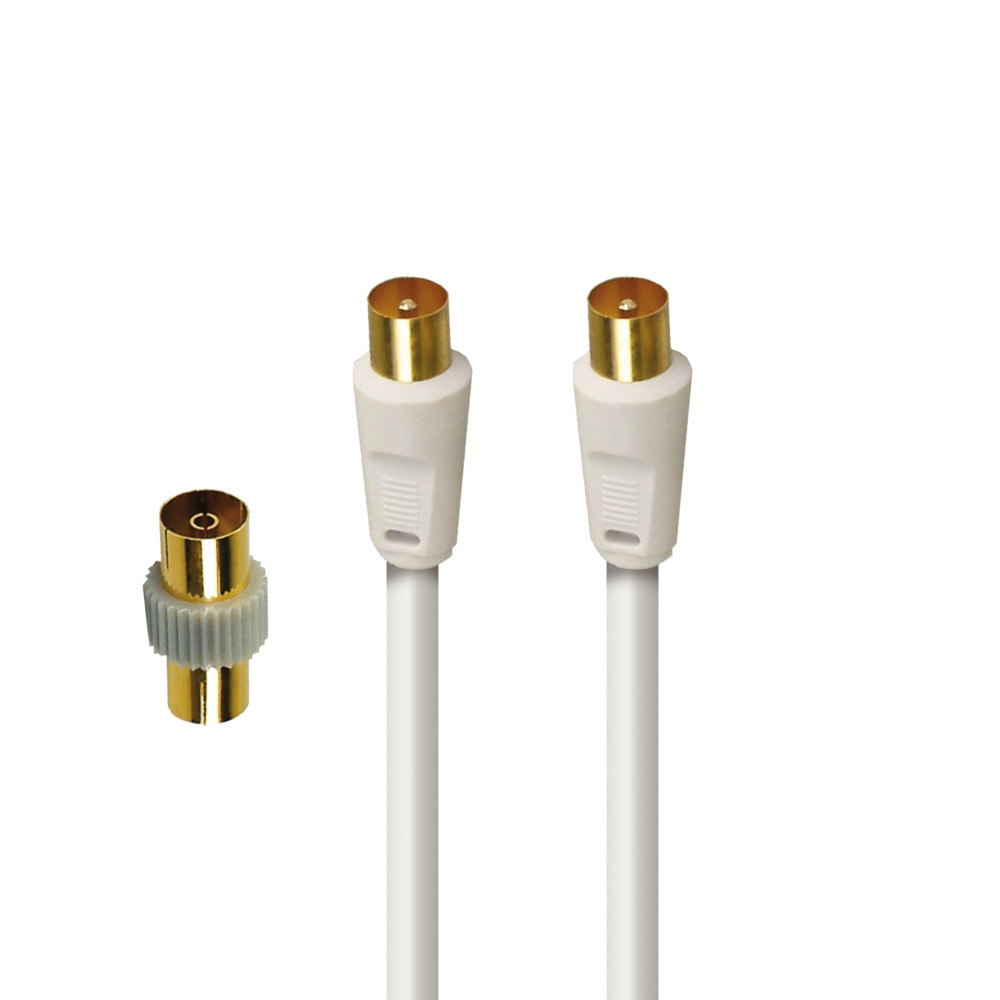 Câble TV coaxial et Ethernet mâle/mâle RJ45 - 2M- blanc