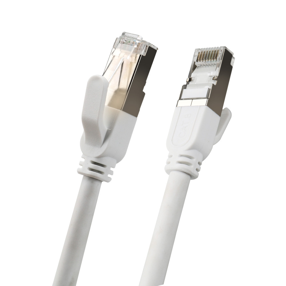 CÂBLE RJ45, CAT 8, S/FTP, DROIT, BLANC, 5M