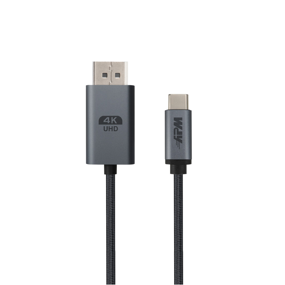 CÂBLE DISPLAYPORT 1.2 / USB-C, 4K, M / M, NYLON, GRIS, 2M