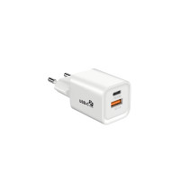 CHARGEUR SECTEUR, GAN, DUAL, 1 USB-C / 1 USB-A, PD 33W, BLANC