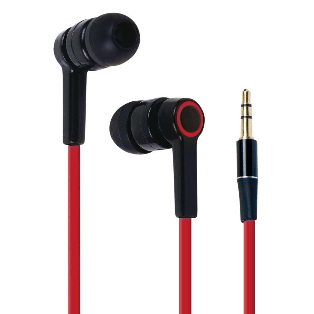 ECOUTEURS INTRA-AURICULAIRES CABLE PLAT ROUGE