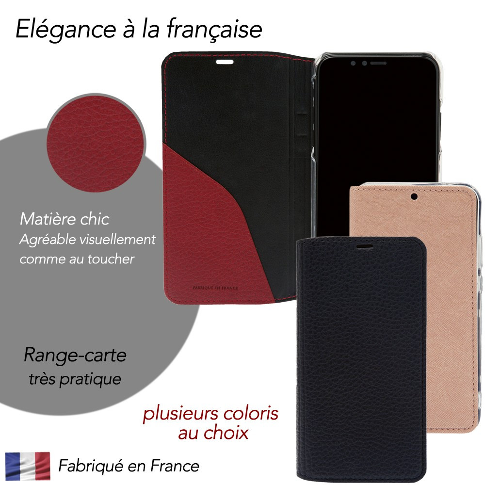 COQUE PU AVEC RANGE CARTE POUR IPHONE 6/6S/7/8 PLUS ARMONIA NOIR