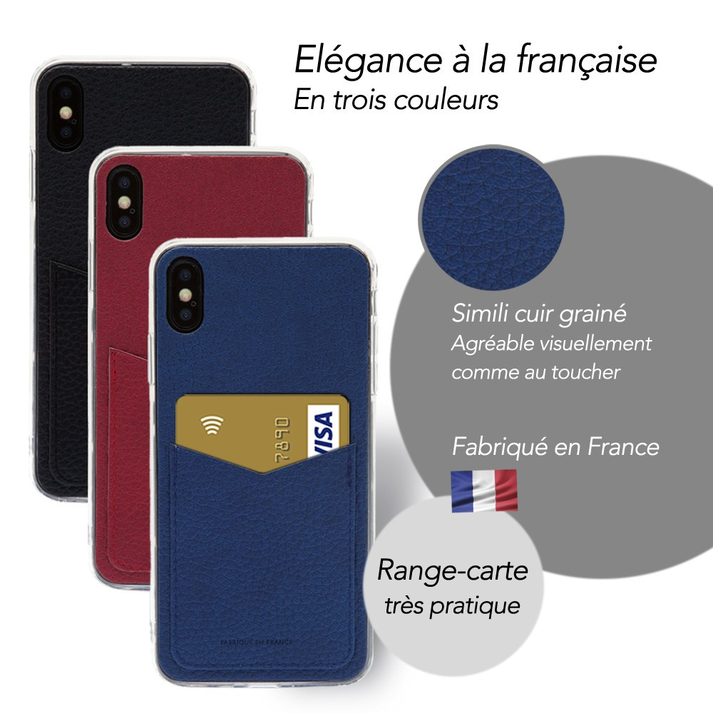 COQUE PU AVEC RANGE CARTE POUR IPHONE 6/6S/7/8 PLUS ARMONIA NOIR