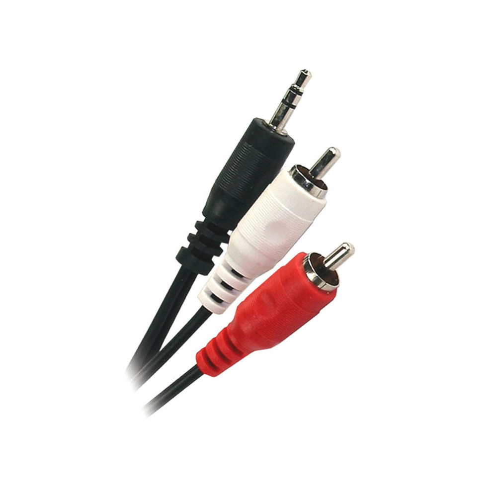 ecabo Câble stéréo jack 3,5mm à deux fiches RCA 1,5m – fiche RCA (rouge/ blanc) à jack 3,5mm – Câble en Y – noir – pour Hi-Fi, système stéréo,  récepteurs, équipement audio 