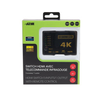 5-en-1 Commutateur HDMI 4K Ultra HD avec Télécommande - Noir