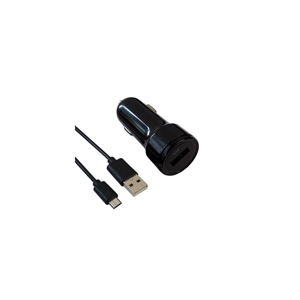 CHARGEUR ALLUME-CIGARE 1USB 2.1A NOIR + CORDON MICRO USB 1M