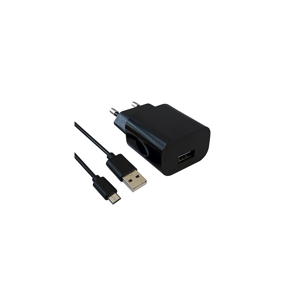 Chargeur secteur USB avec câble micro USB - 5V 1A noir => Livraison 3h  gratuite* @ Click & Collect magasin Paris République