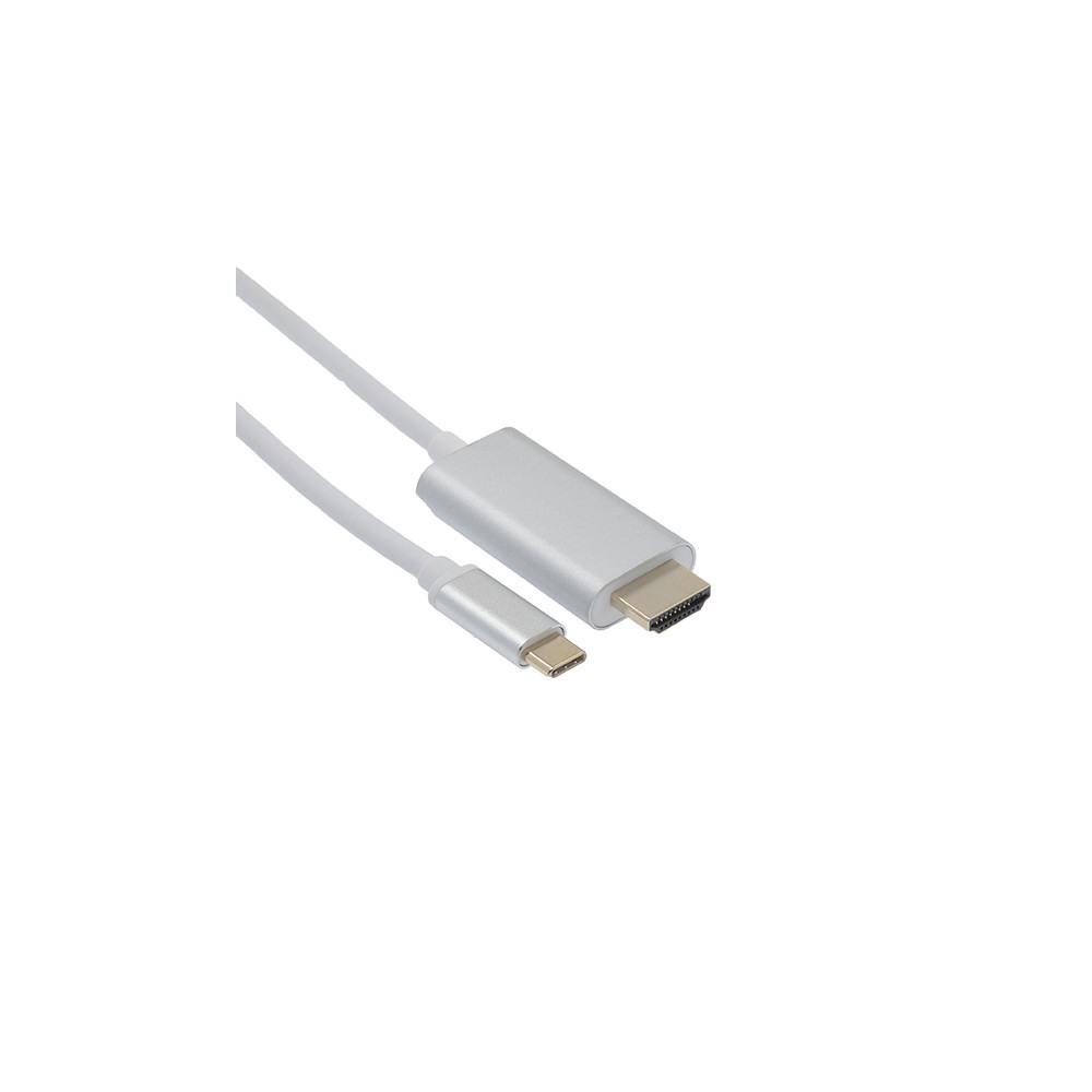 CÂBLE HDMI 1.4 / USB-C, 4K, M / M, NYLON, GRIS, 1.8M