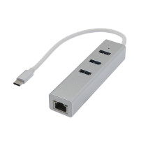 Hub USB 3.0 type C 3 ports USB-A + RJ45 Gigabit (Adaptateur USB-C vers USB-A  inclus) => Livraison 3h gratuite* @ Achat et retrait possible en magasin  Paris République