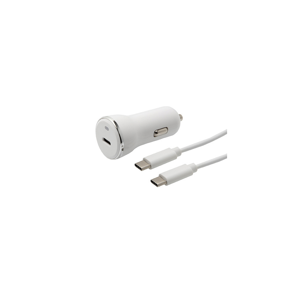 CHARGEUR ALLUME CIGARE 38W - USB-A QC 3.0 18 W / TYPE-C PD 20W BLANC