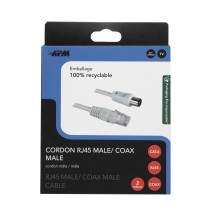 Câble Coaxial Fiche TV / RJ45 2m